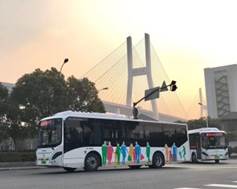 巴士车新图案外型投入滨江1线试运行